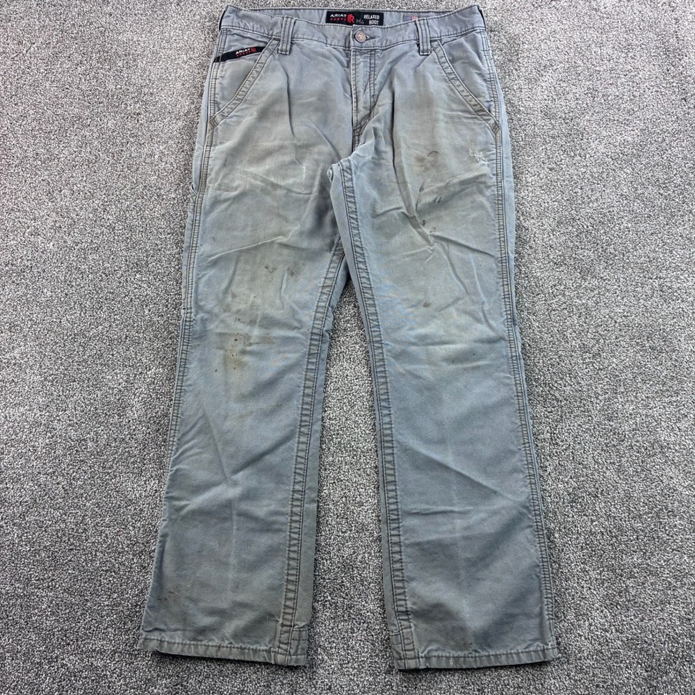 Ariat M4 FR Carpenter Pants Mens 32x32 Gray FR Low Rise Bootcut Flame Resistant